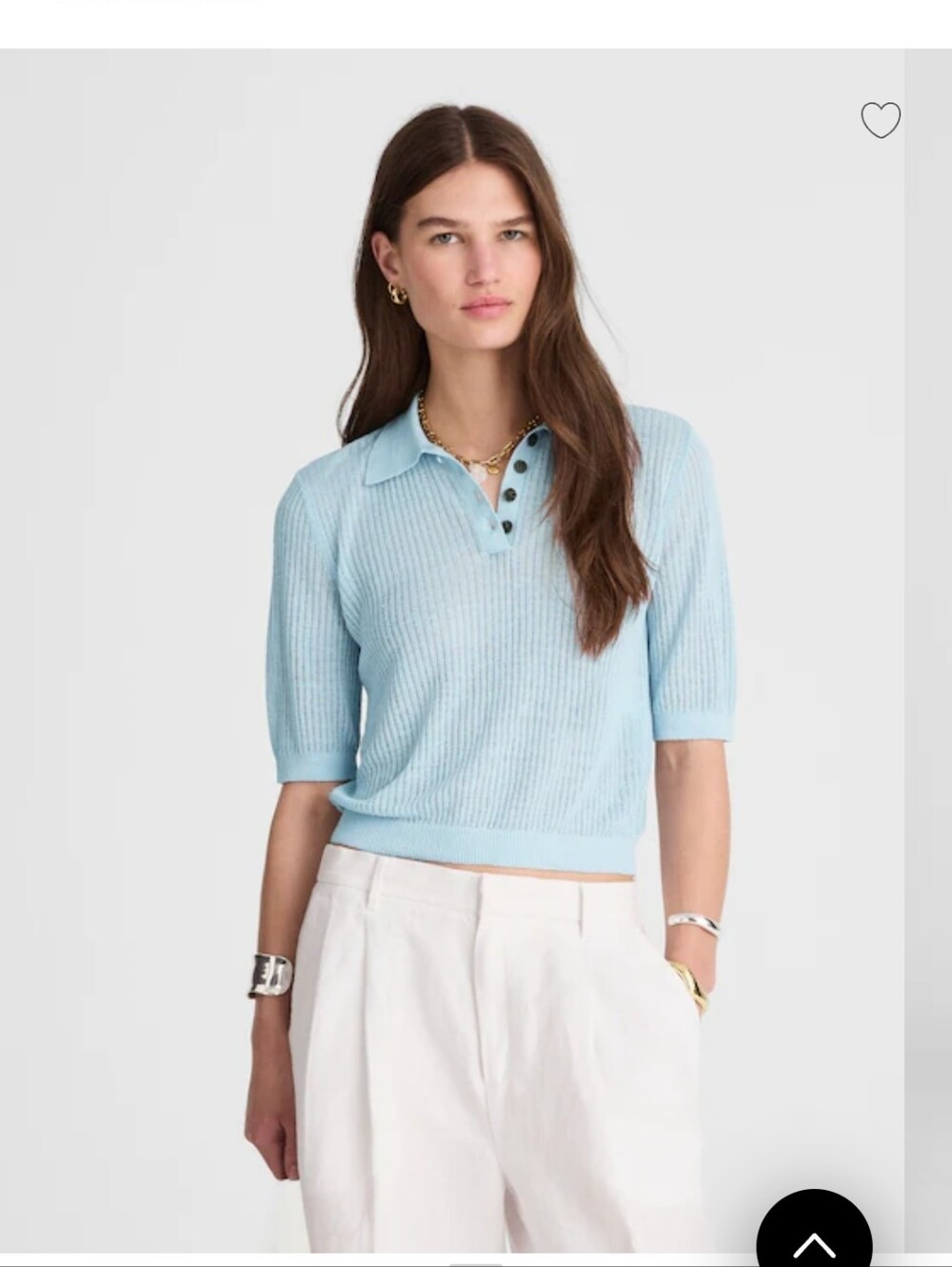 Madewell Pale Blue Ribbed Polo Sweater Tee